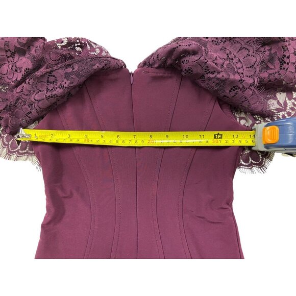 Betsy & Adam Women's Red Wine Women's Lace Seamed Sheath Dress Size 6 Petite - Picture 6 of 7